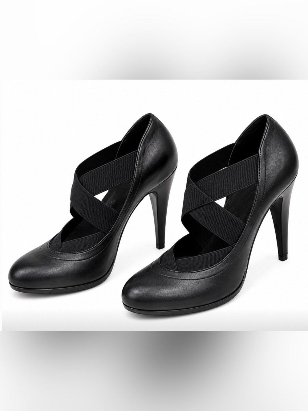 Michael Kors Black Crisscross Elastic Strap High Heels - Size 8.5